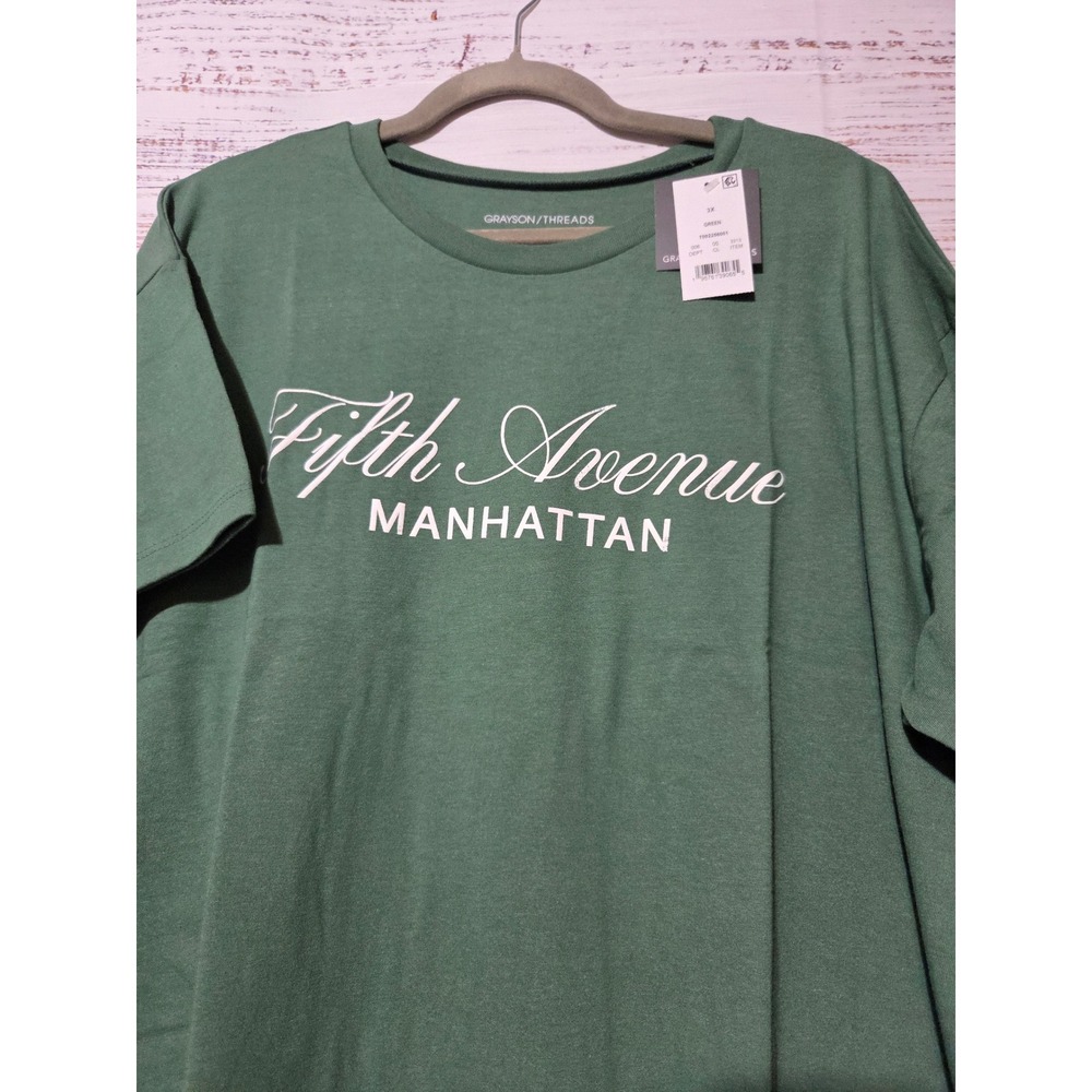 Grayson Threads Fifth Avenue Manhattan Graphic Tee Green Heather 3X NEW - Picture 3 of 6